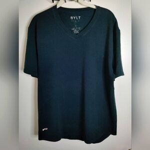 Bylt (Size XL) Men's Navy Blue Stretch Drop Cut V-Neck SS Basic Layer T-Shirt